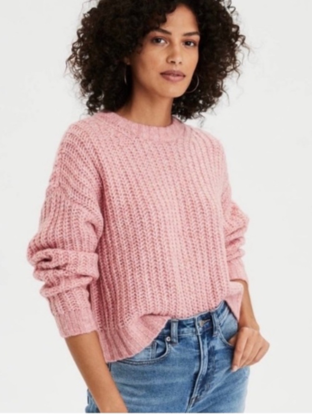 American Eagle Womens Chunky Pink knit sweater Size Small